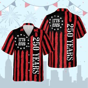 American 1776 2026 Hawaiian Shirt, Betsy Ross Flag Button Shirt